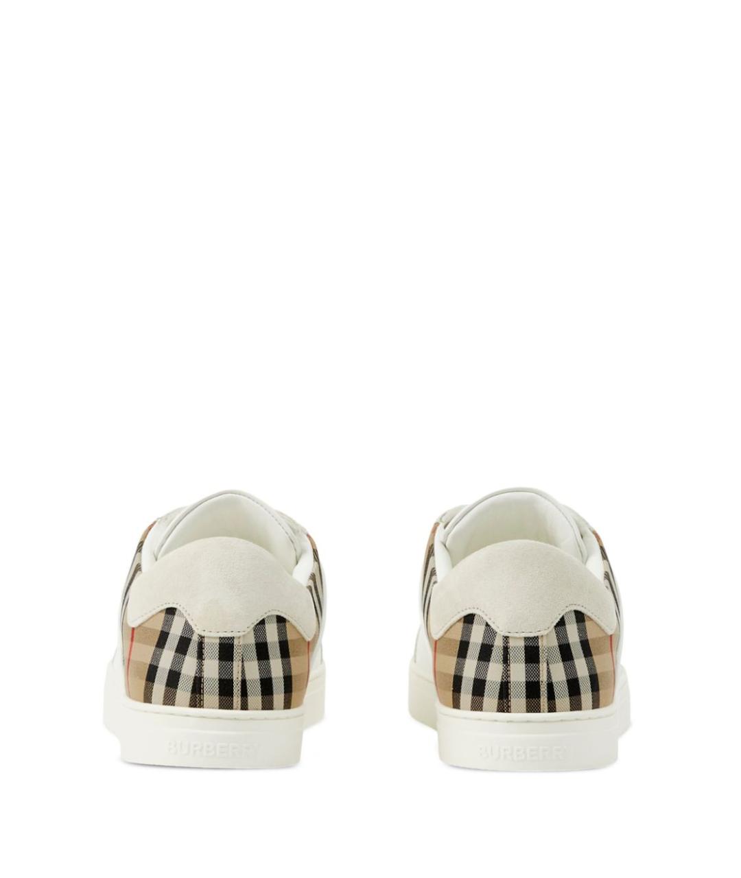 BURBERRY Белые кожаные низкие кроссовки / кеды, фото 4