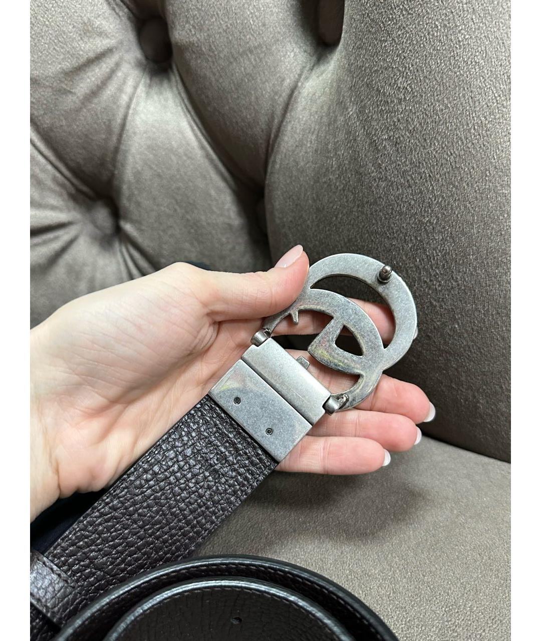 GUCCI Черный кожаный ремень, фото 3