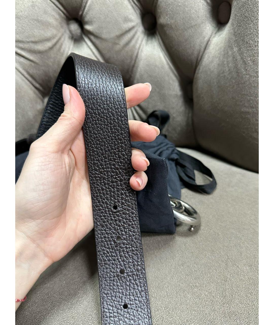 GUCCI Черный кожаный ремень, фото 5