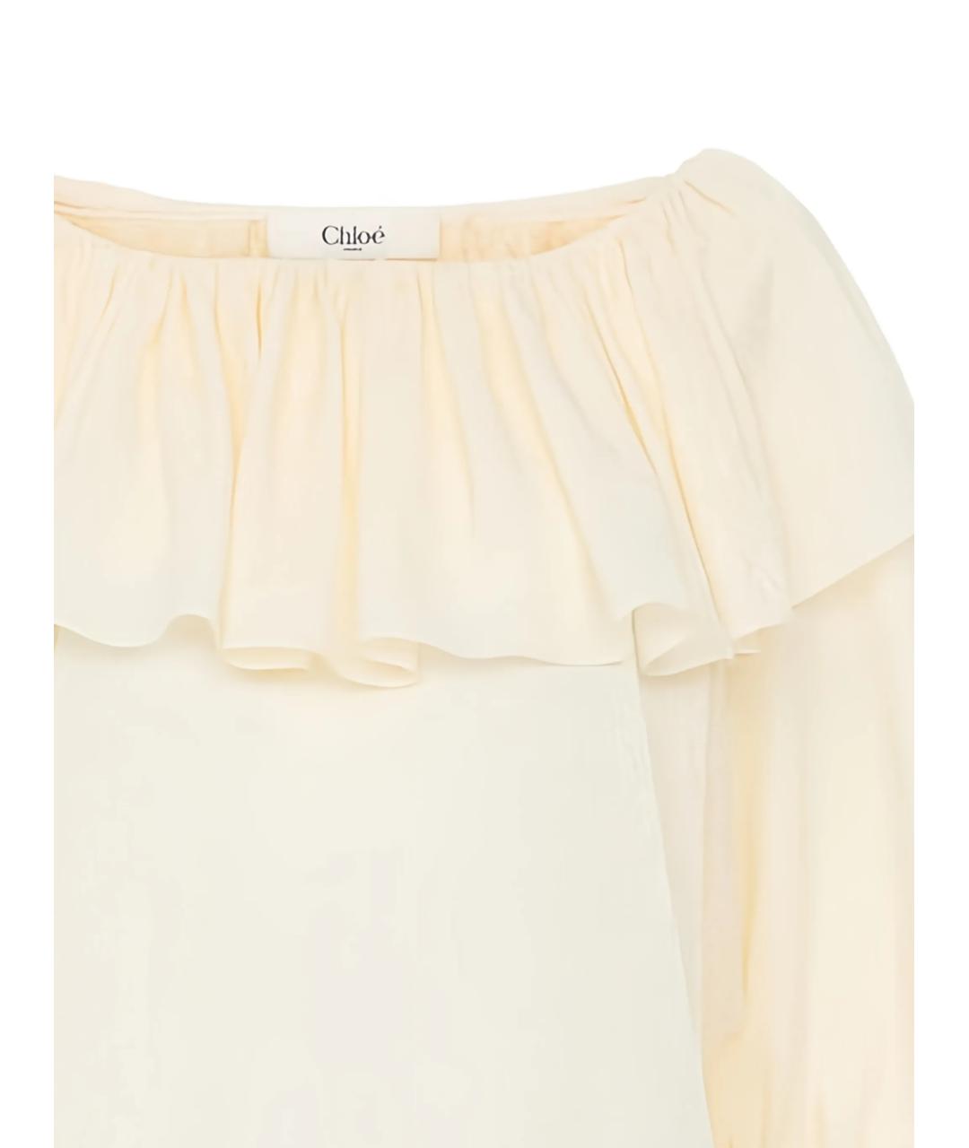 CHLOE Белая шелковая блузы, фото 2