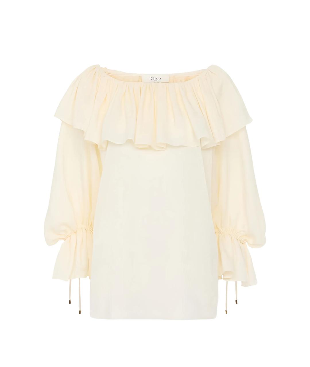 CHLOE Белая шелковая блузы, фото 1