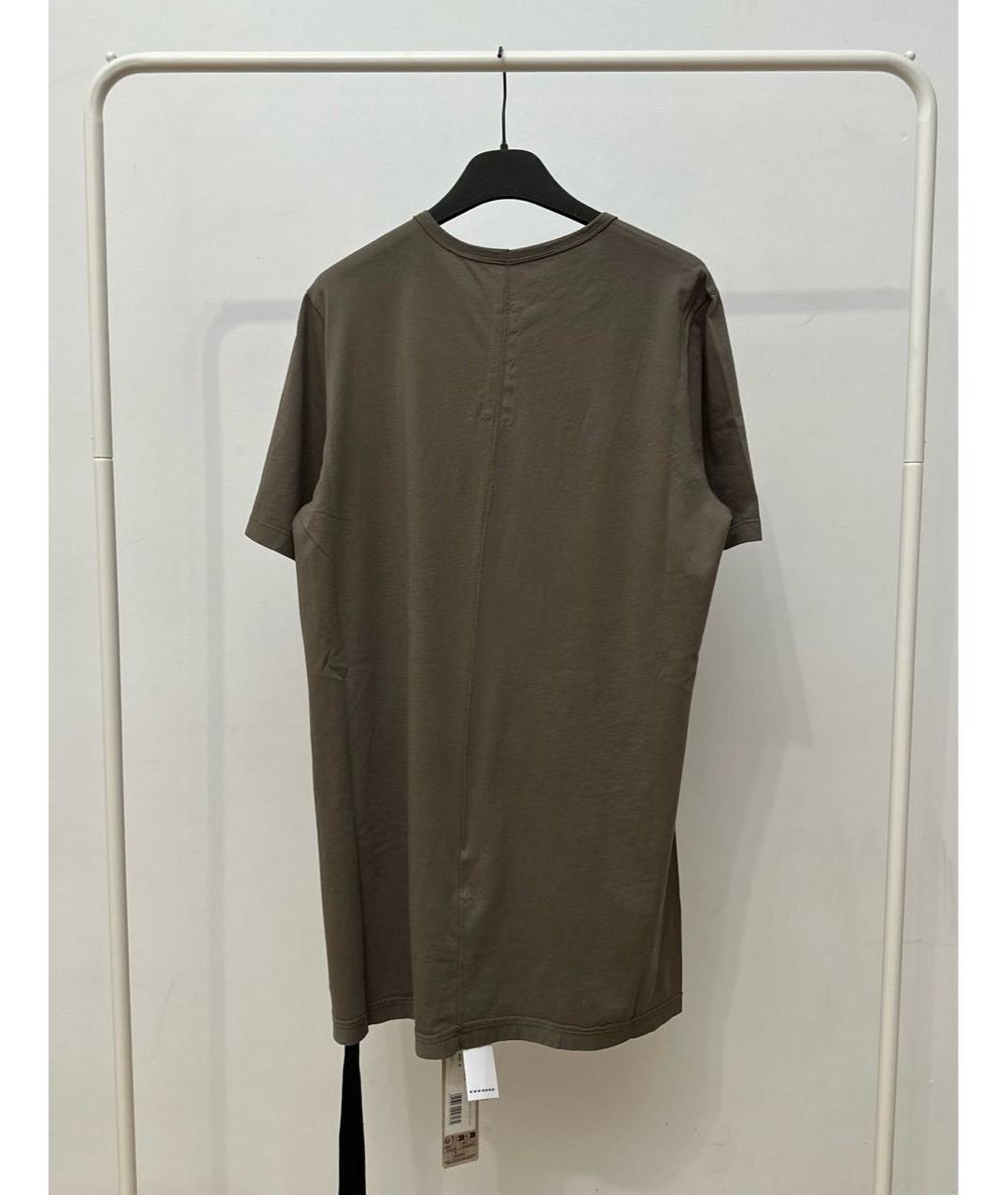 RICK OWENS DRKSHDW Коричневая хлопковая футболка, фото 2