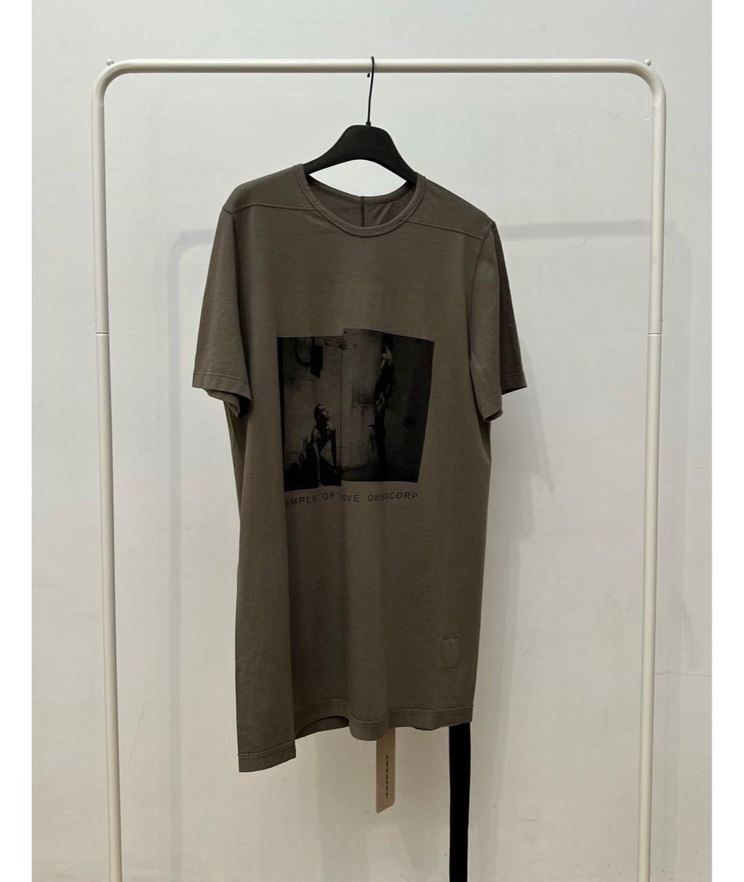 RICK OWENS DRKSHDW Коричневая хлопковая футболка, фото 5