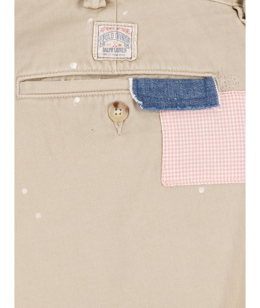POLO RALPH LAUREN Бежевые хлопковые повседневные брюки, фото 4