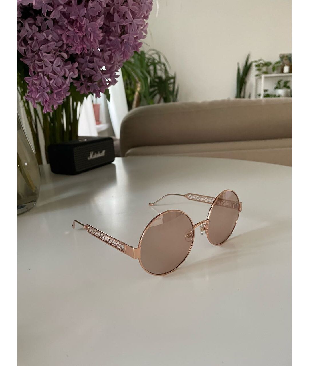 ELIE SAAB Розовые металлические солнцезащитные очки, фото 3