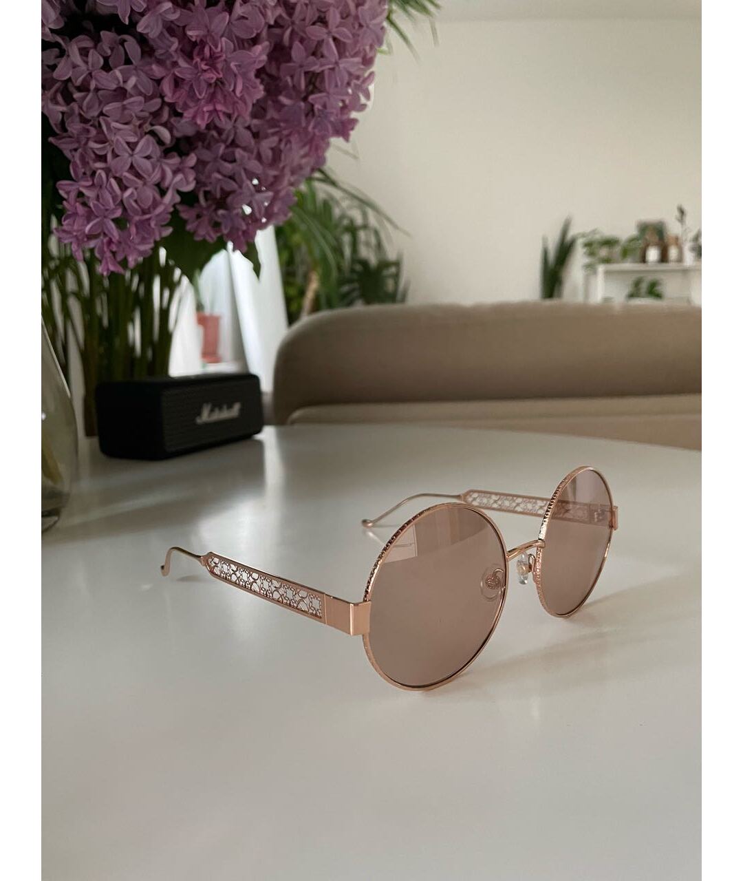 ELIE SAAB Розовые металлические солнцезащитные очки, фото 2