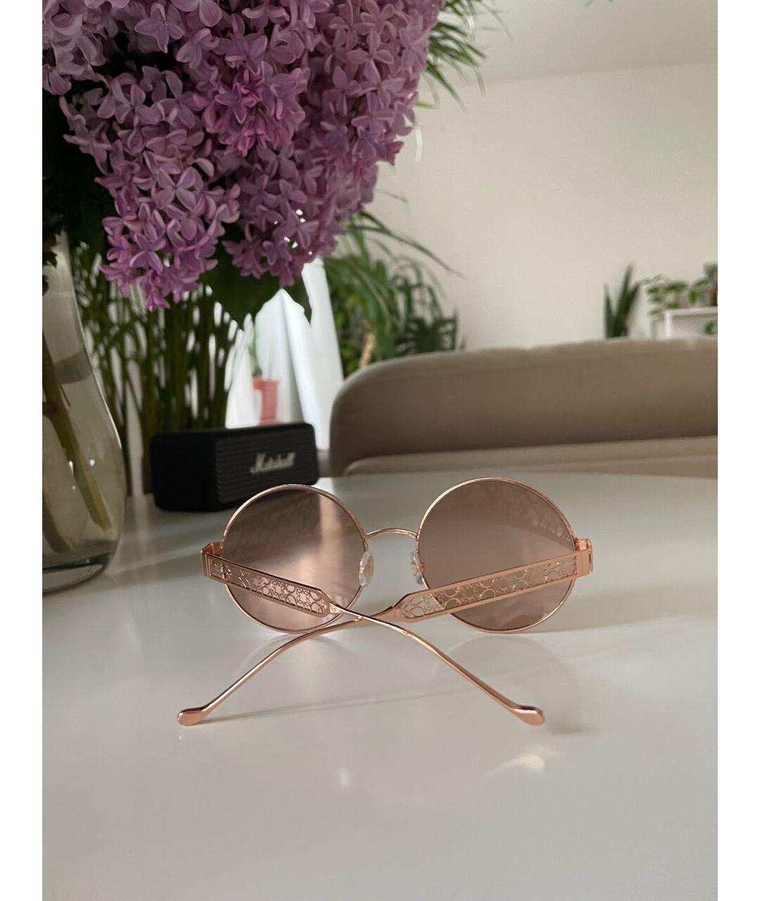 ELIE SAAB Розовые металлические солнцезащитные очки, фото 8