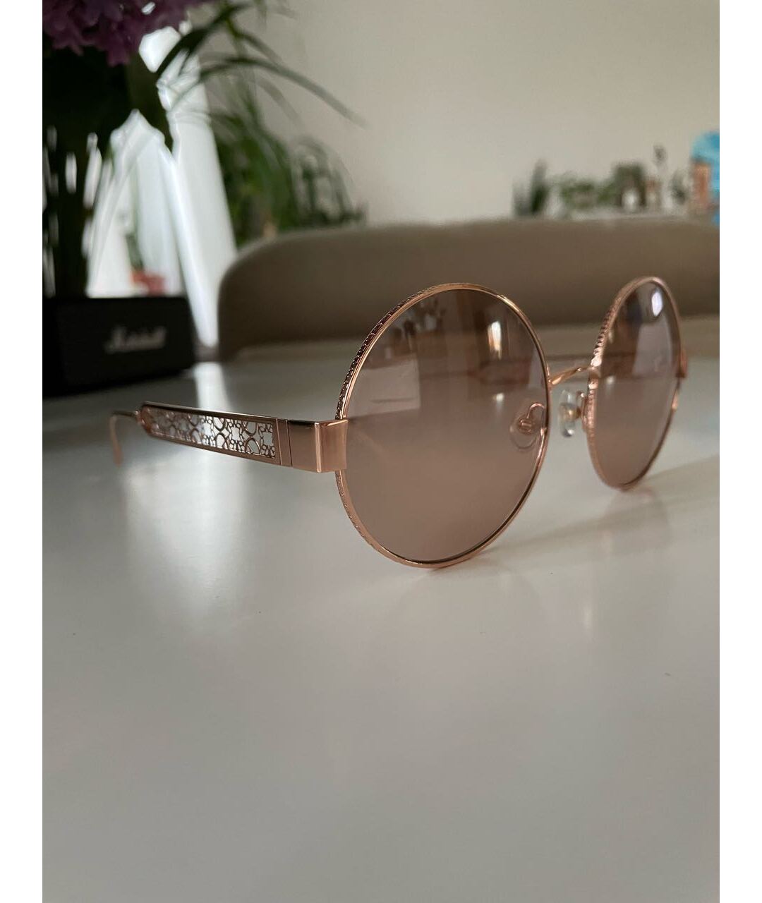 ELIE SAAB Розовые металлические солнцезащитные очки, фото 4