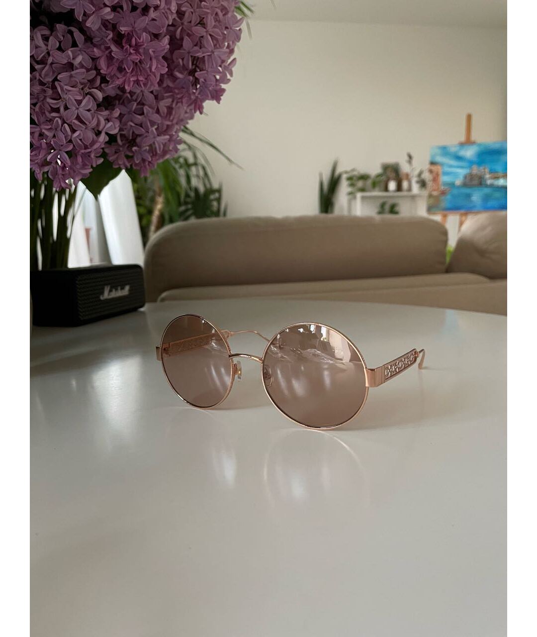 ELIE SAAB Розовые металлические солнцезащитные очки, фото 9