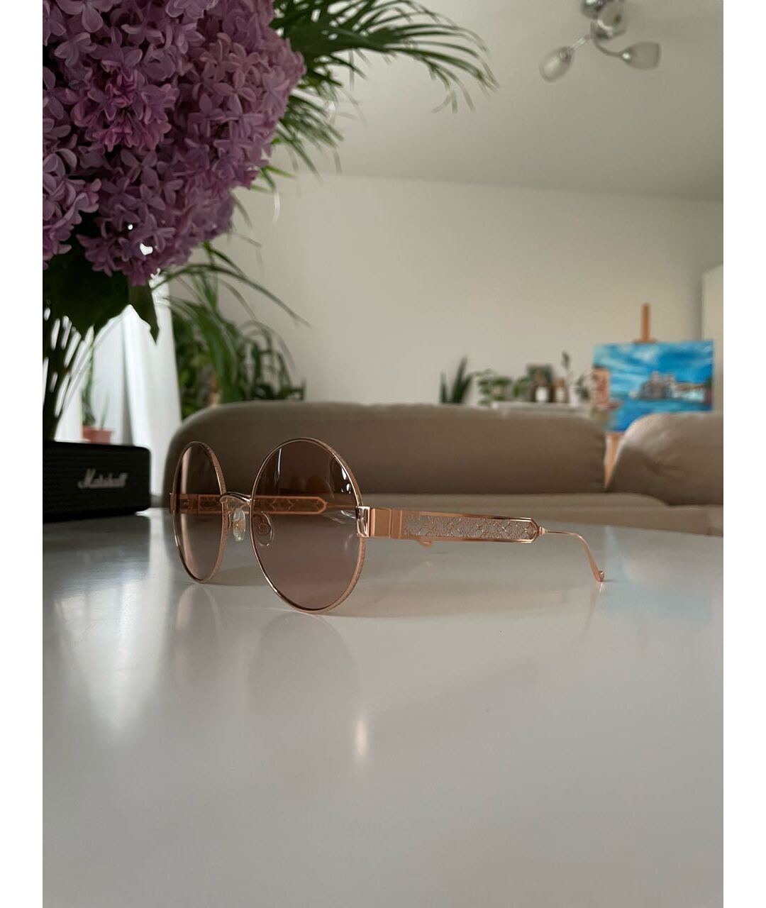 ELIE SAAB Розовые металлические солнцезащитные очки, фото 7
