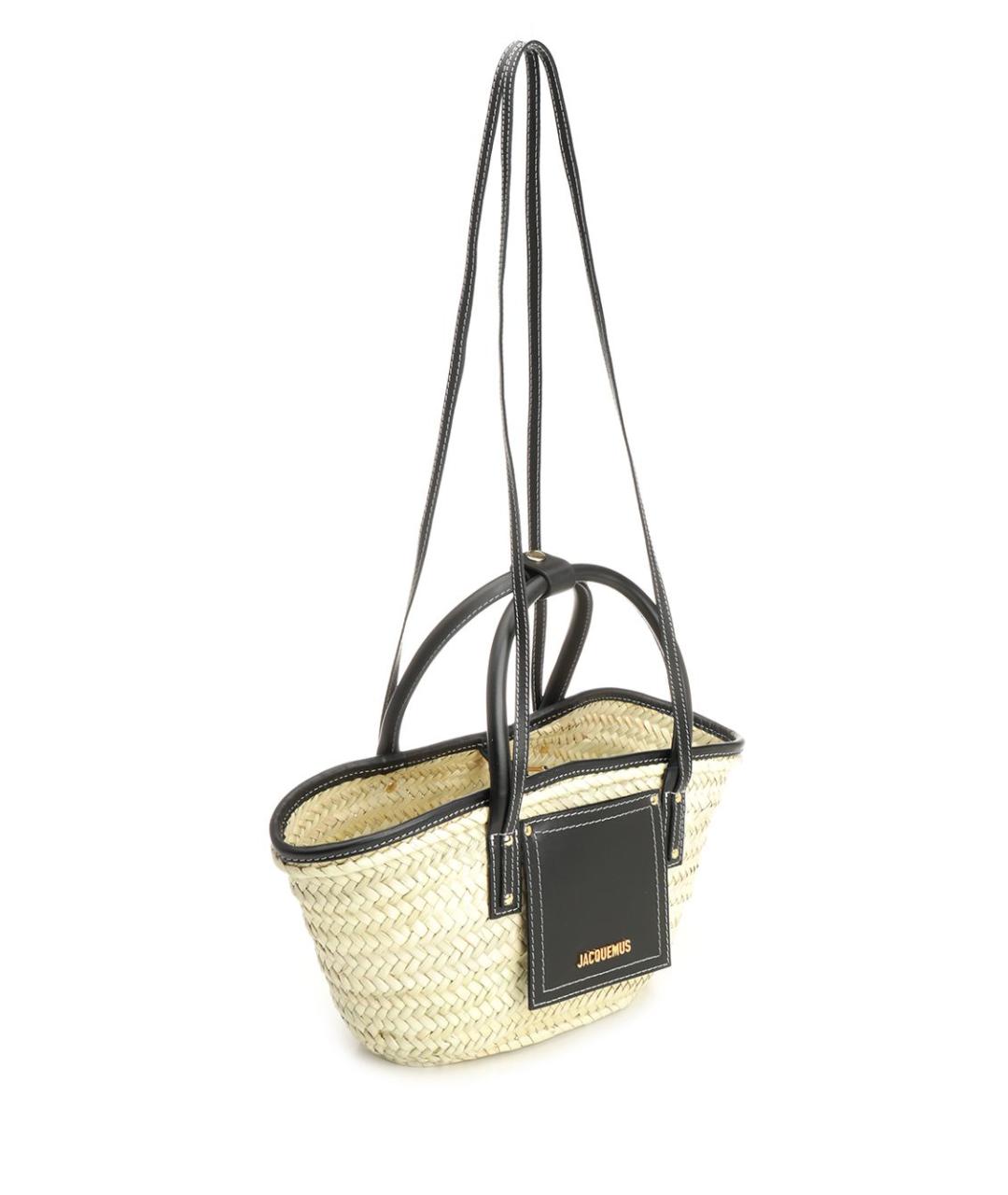JACQUEMUS Черная пелетеная сумка с короткими ручками, фото 2