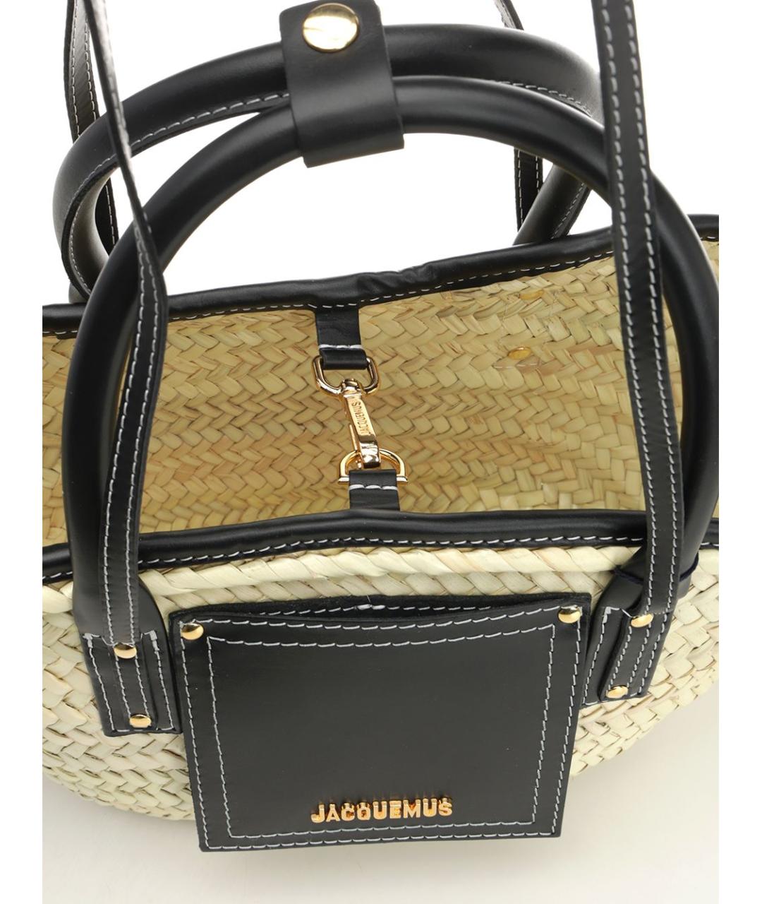 JACQUEMUS Черная пелетеная сумка с короткими ручками, фото 4