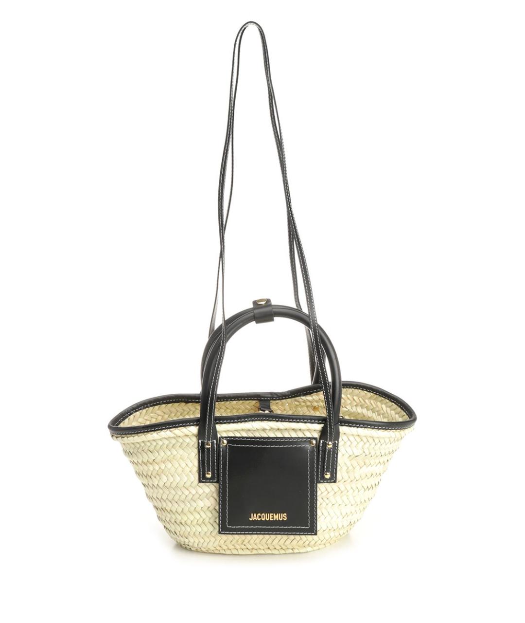 JACQUEMUS Черная пелетеная сумка с короткими ручками, фото 1