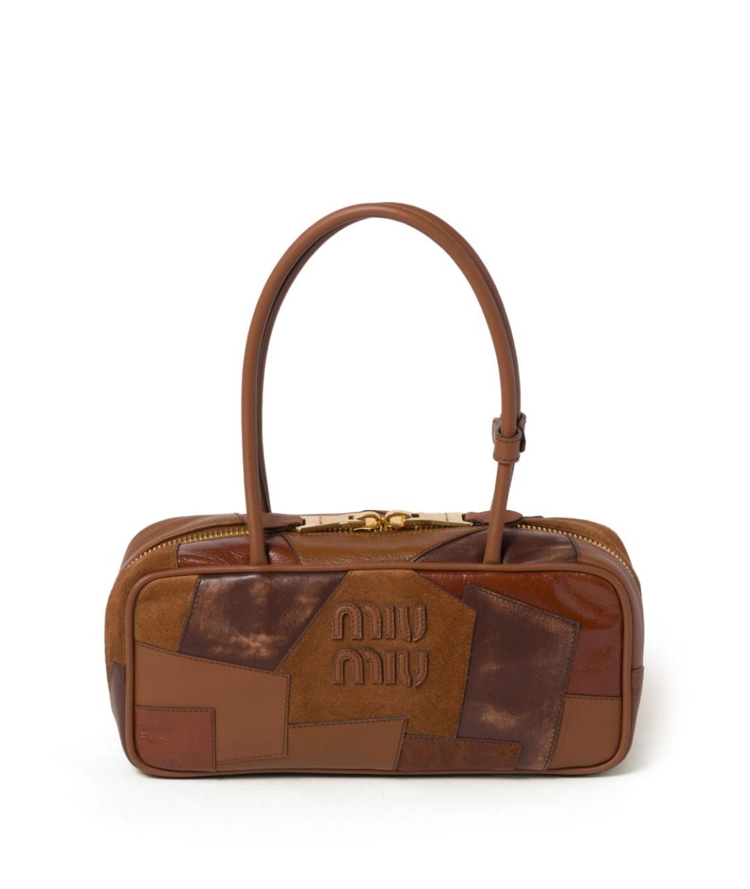 MIU MIU Коричневая кожаная сумка через плечо, фото 1