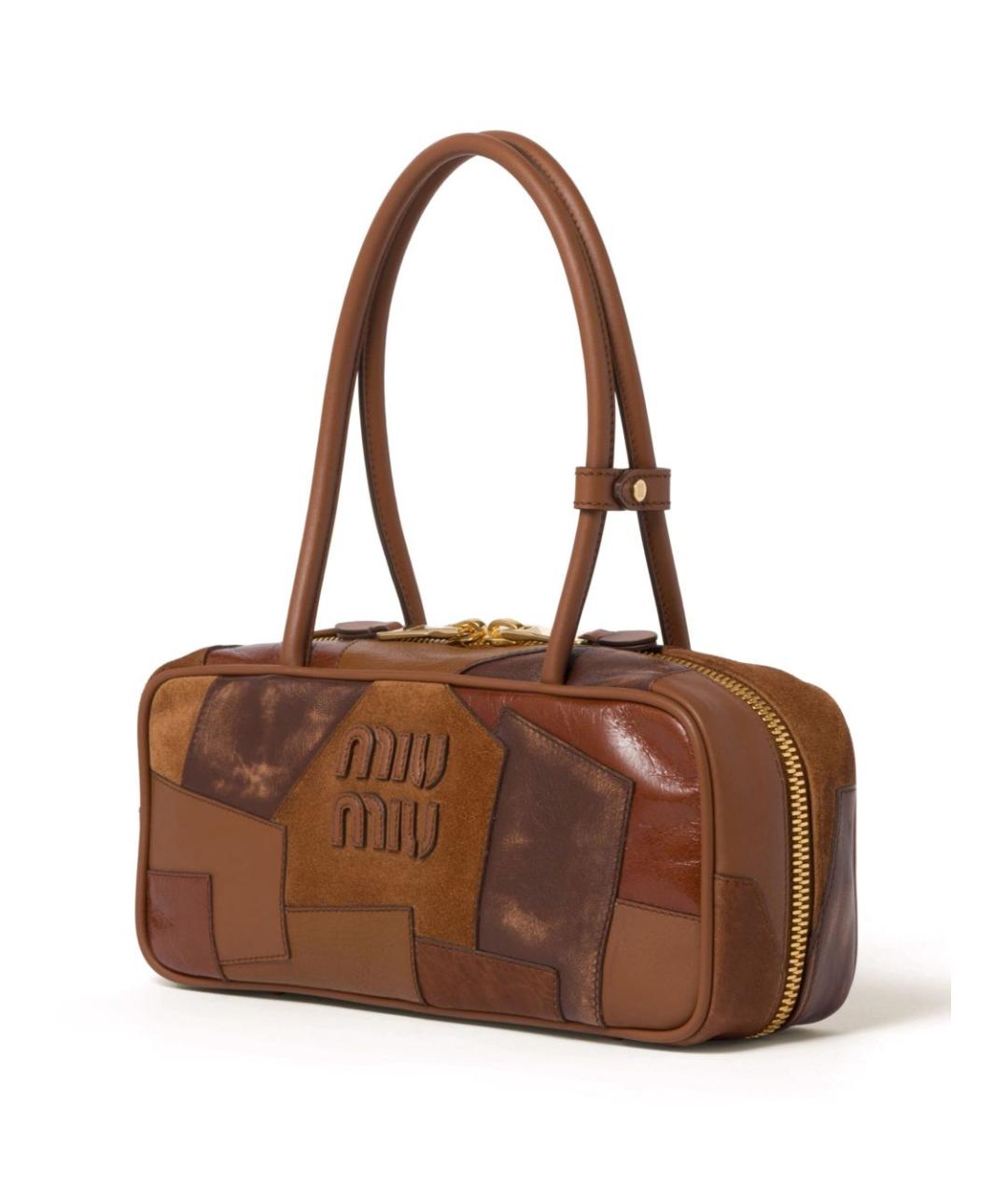 MIU MIU Коричневая кожаная сумка через плечо, фото 5