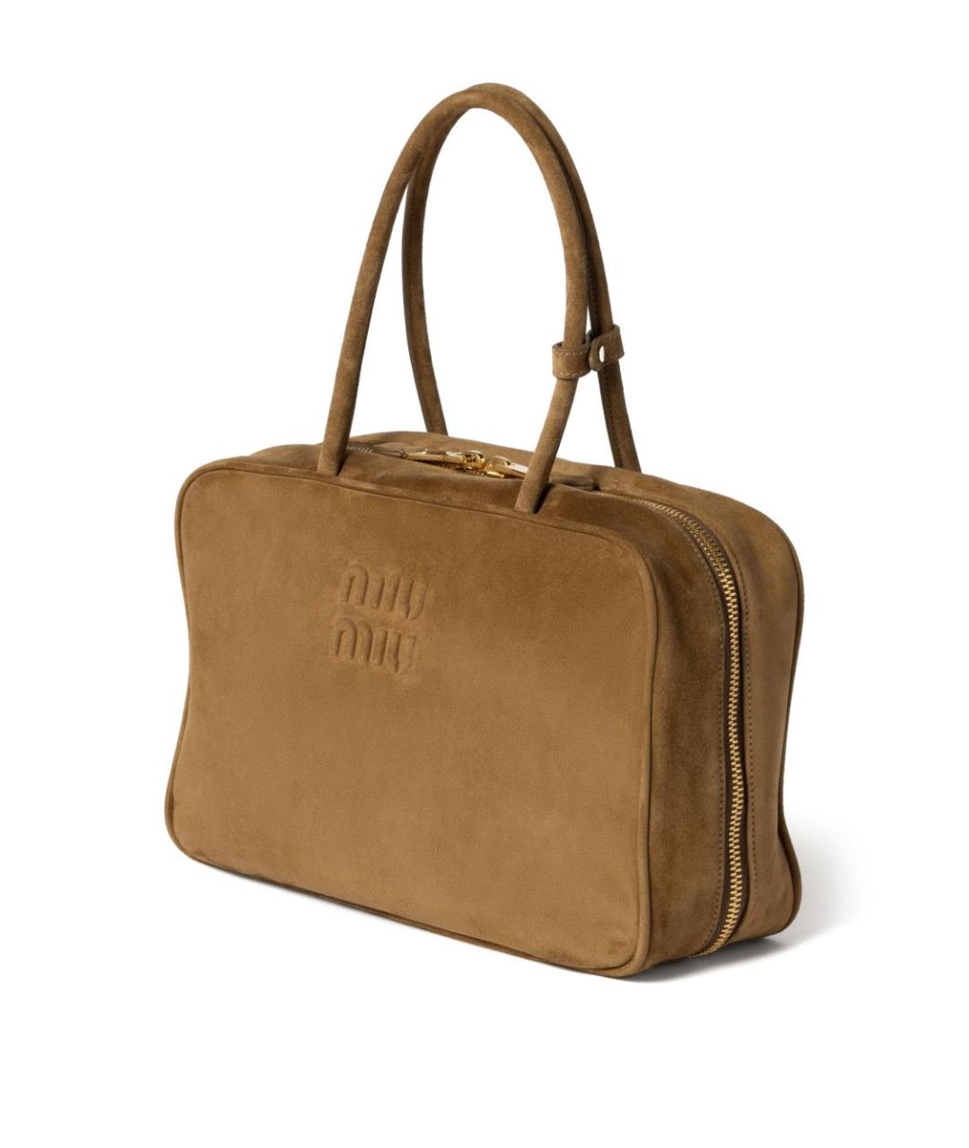 MIU MIU Зеленая замшевая сумка с короткими ручками, фото 5