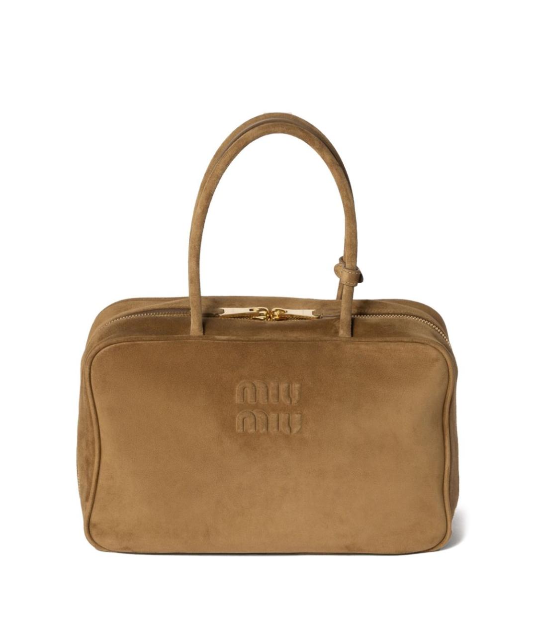 MIU MIU Зеленая замшевая сумка с короткими ручками, фото 1