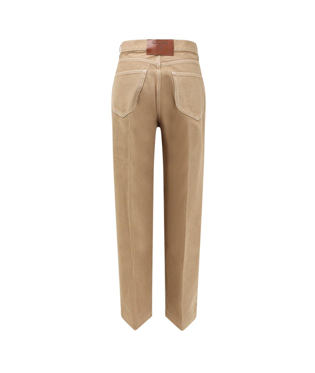 CELINE Бежевые хлопковые прямые джинсы, фото 2