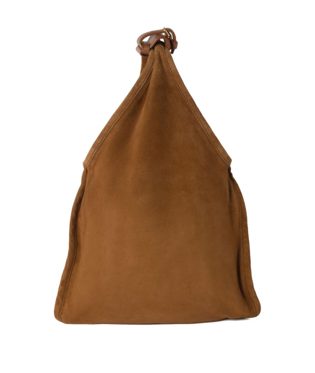 MIU MIU Коричневая замшевая сумка с короткими ручками, фото 4