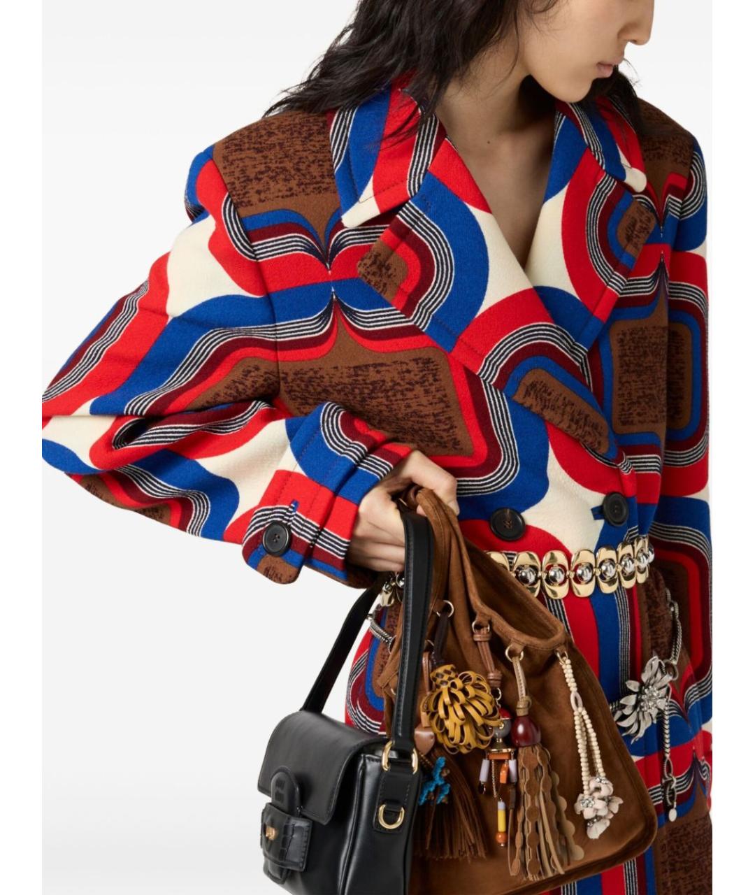 MIU MIU Коричневая замшевая сумка с короткими ручками, фото 5