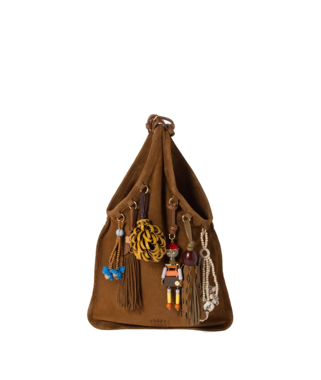 MIU MIU Коричневая замшевая сумка с короткими ручками, фото 1