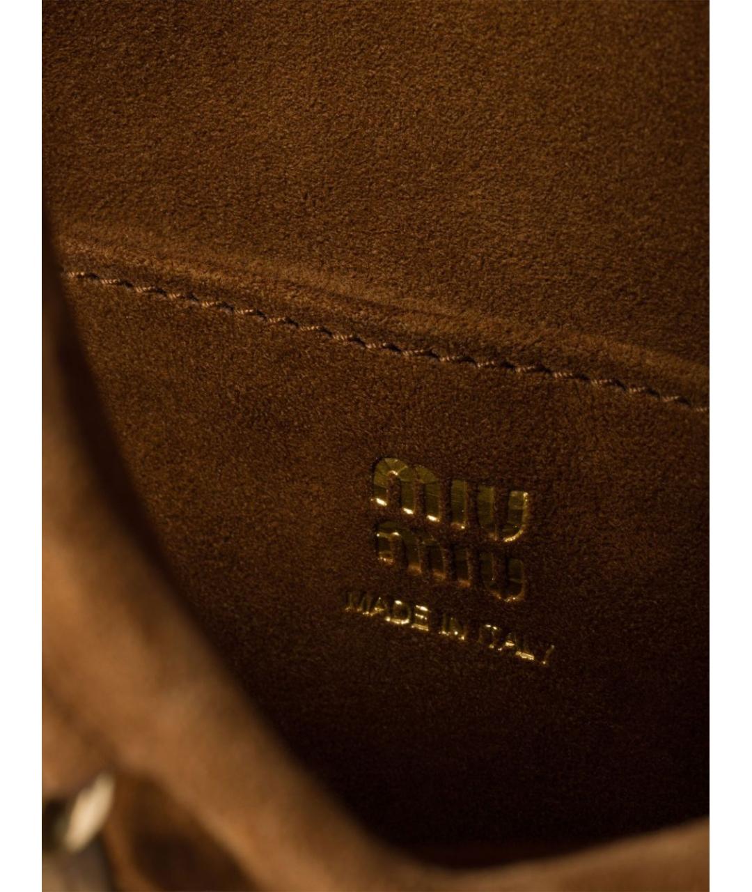 MIU MIU Коричневая замшевая сумка с короткими ручками, фото 2