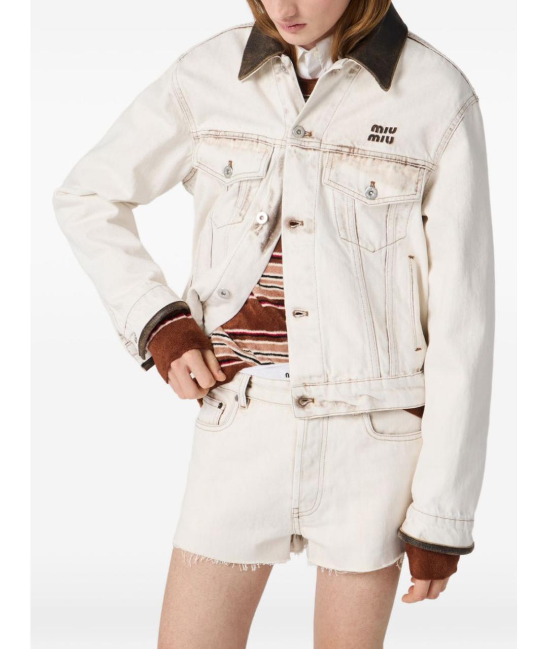 MIU MIU Белая хлопковая куртка, фото 2