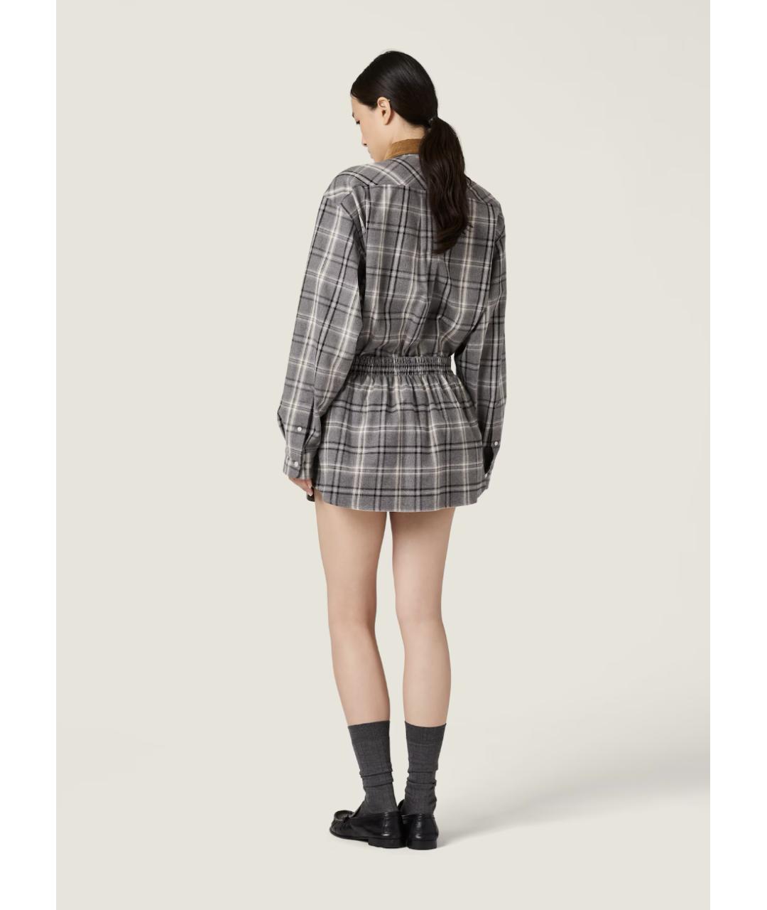 MIU MIU Серая хлопковая юбка мини, фото 4