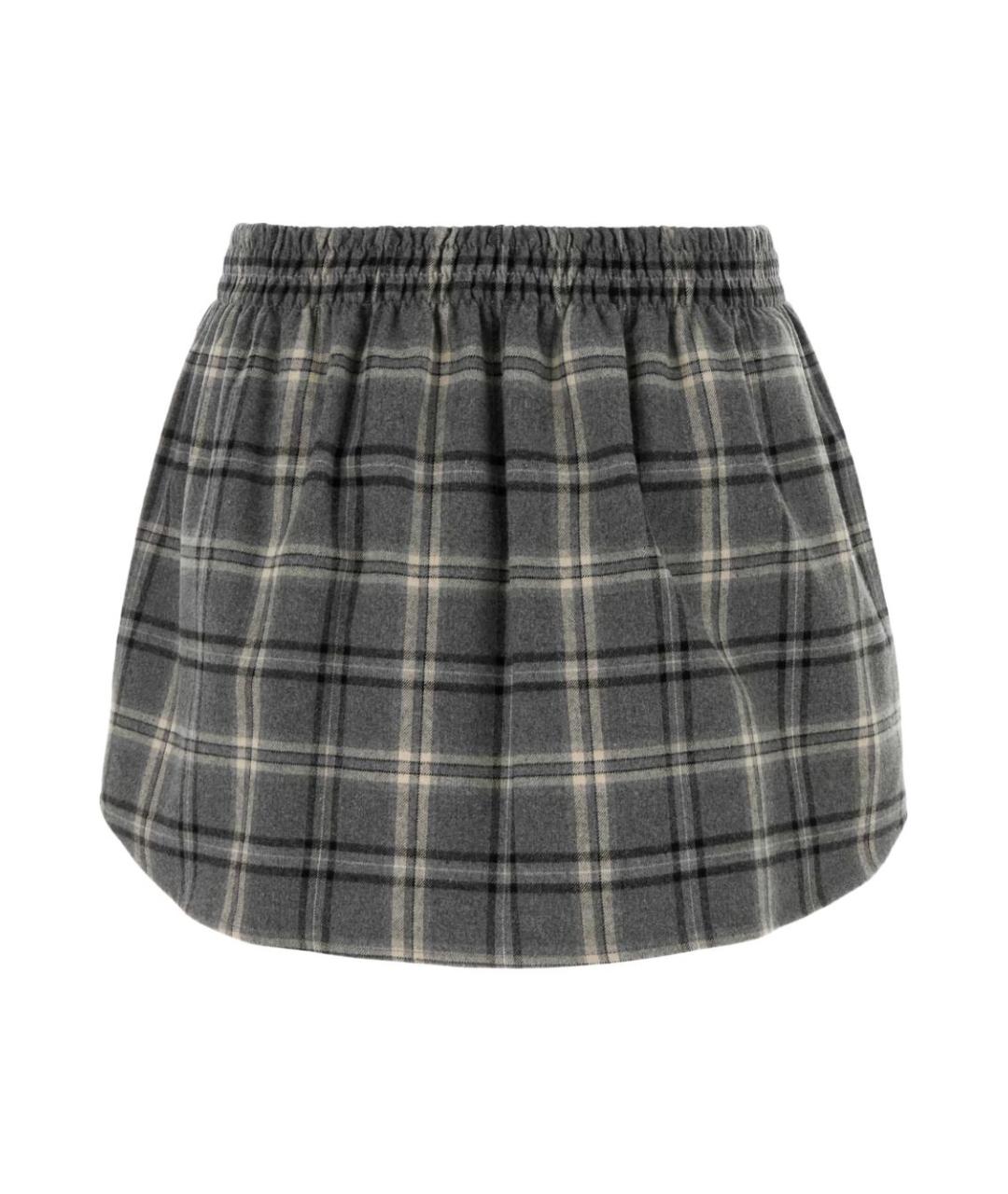 MIU MIU Серая хлопковая юбка мини, фото 2
