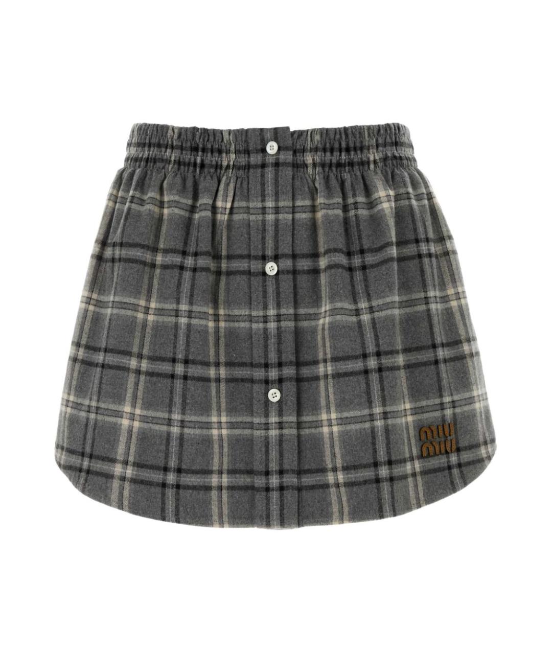 MIU MIU Серая хлопковая юбка мини, фото 1