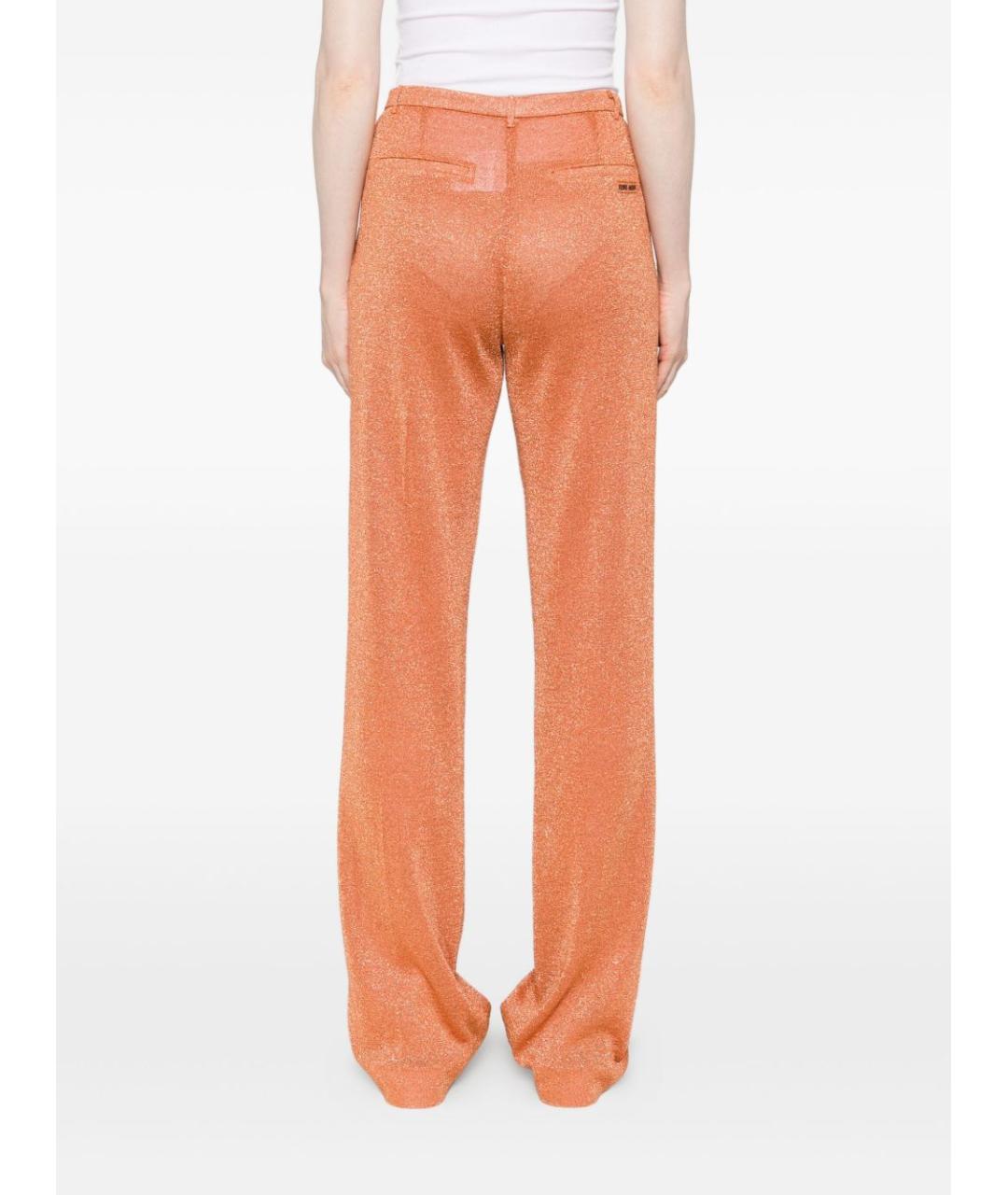 MIU MIU Оранжевое полиэстеровые прямые брюки, фото 4
