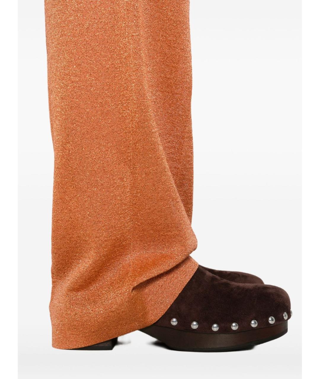 MIU MIU Оранжевое полиэстеровые прямые брюки, фото 3