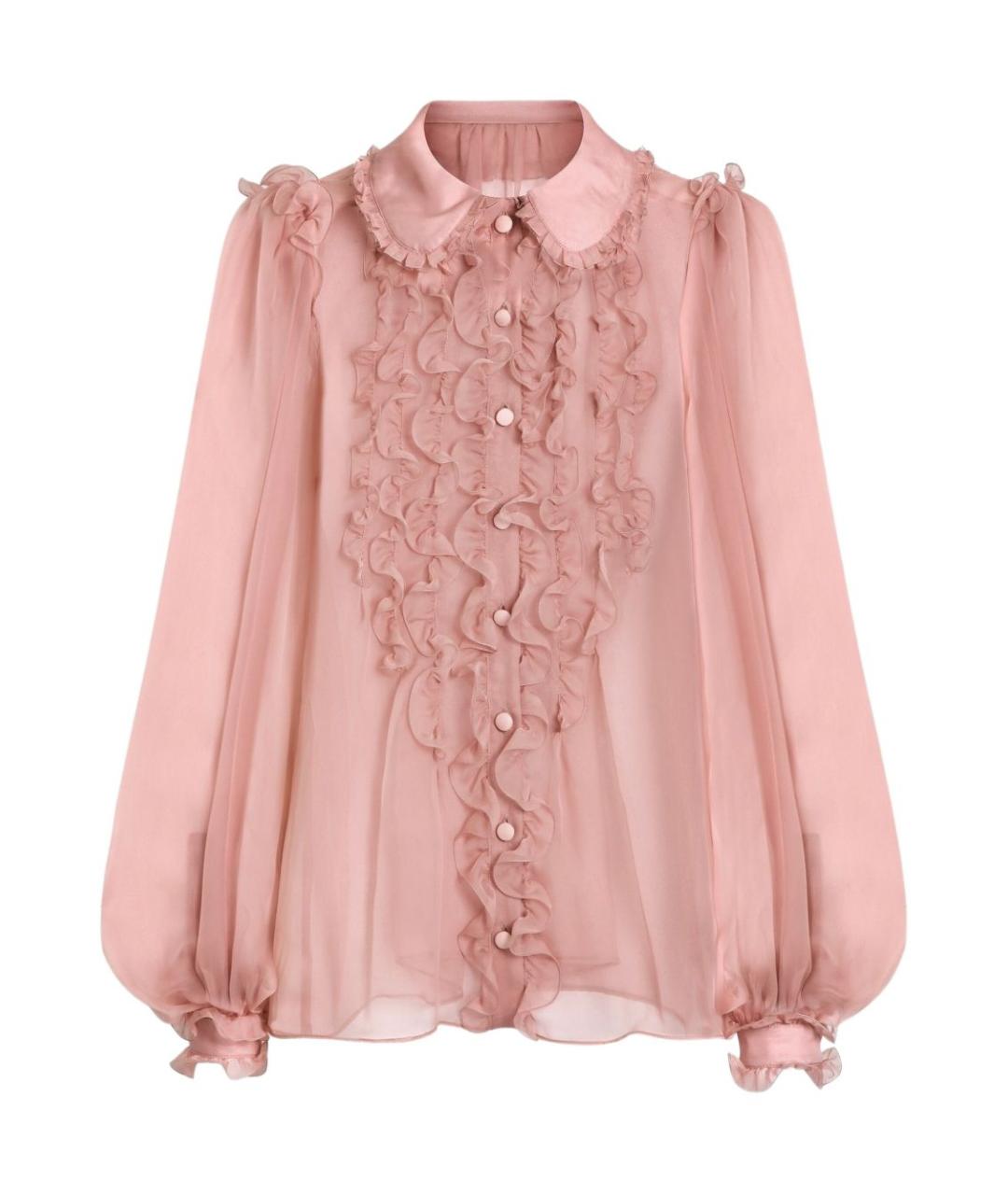 DOLCE&GABBANA Розовая шелковая рубашка, фото 1