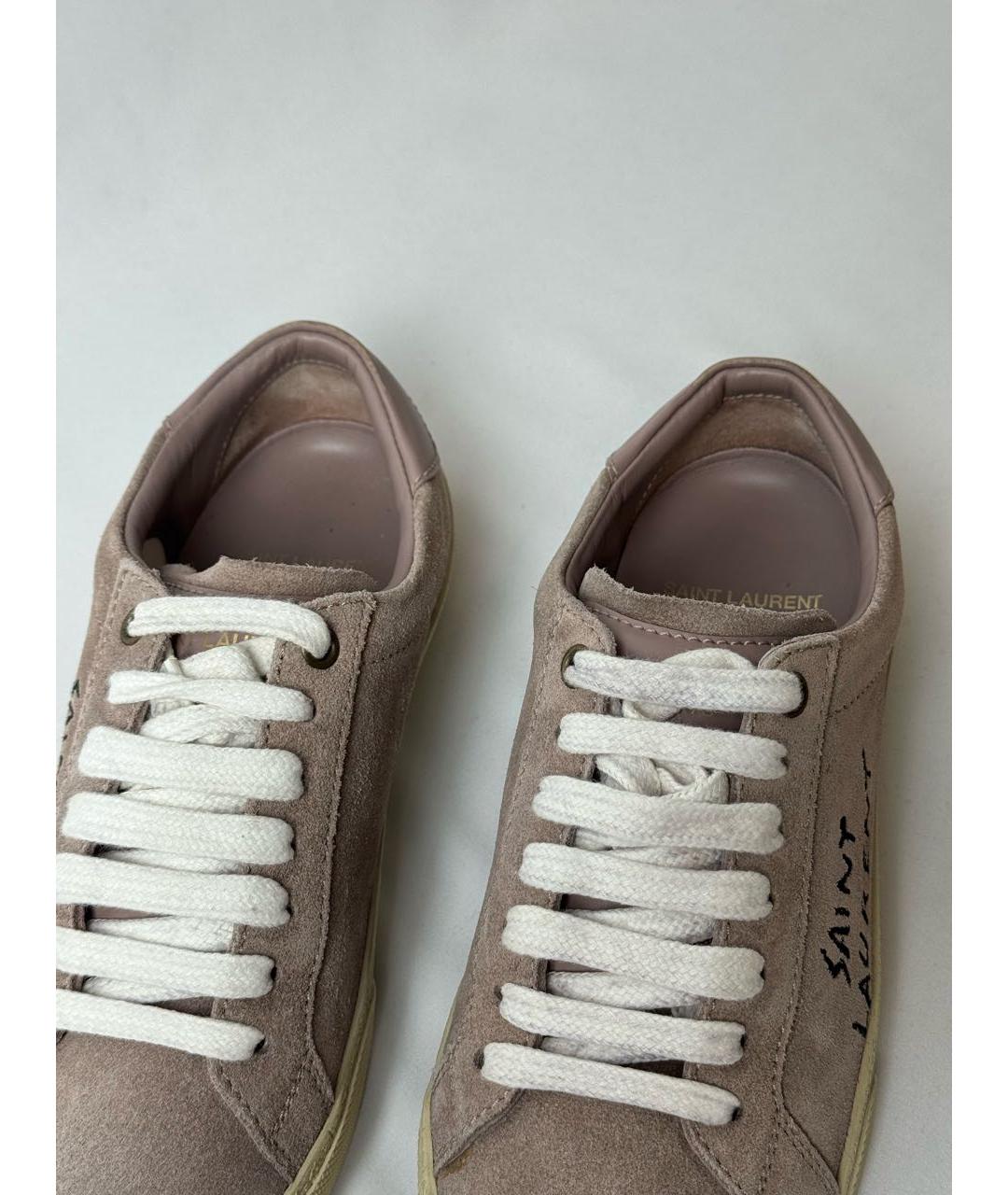 SAINT LAURENT Бежевые замшевые кеды, фото 6