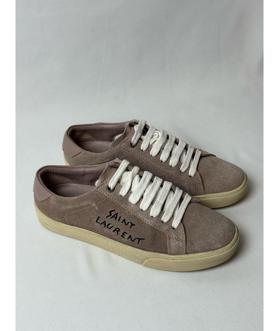 SAINT LAURENT Бежевые замшевые кеды, фото 9