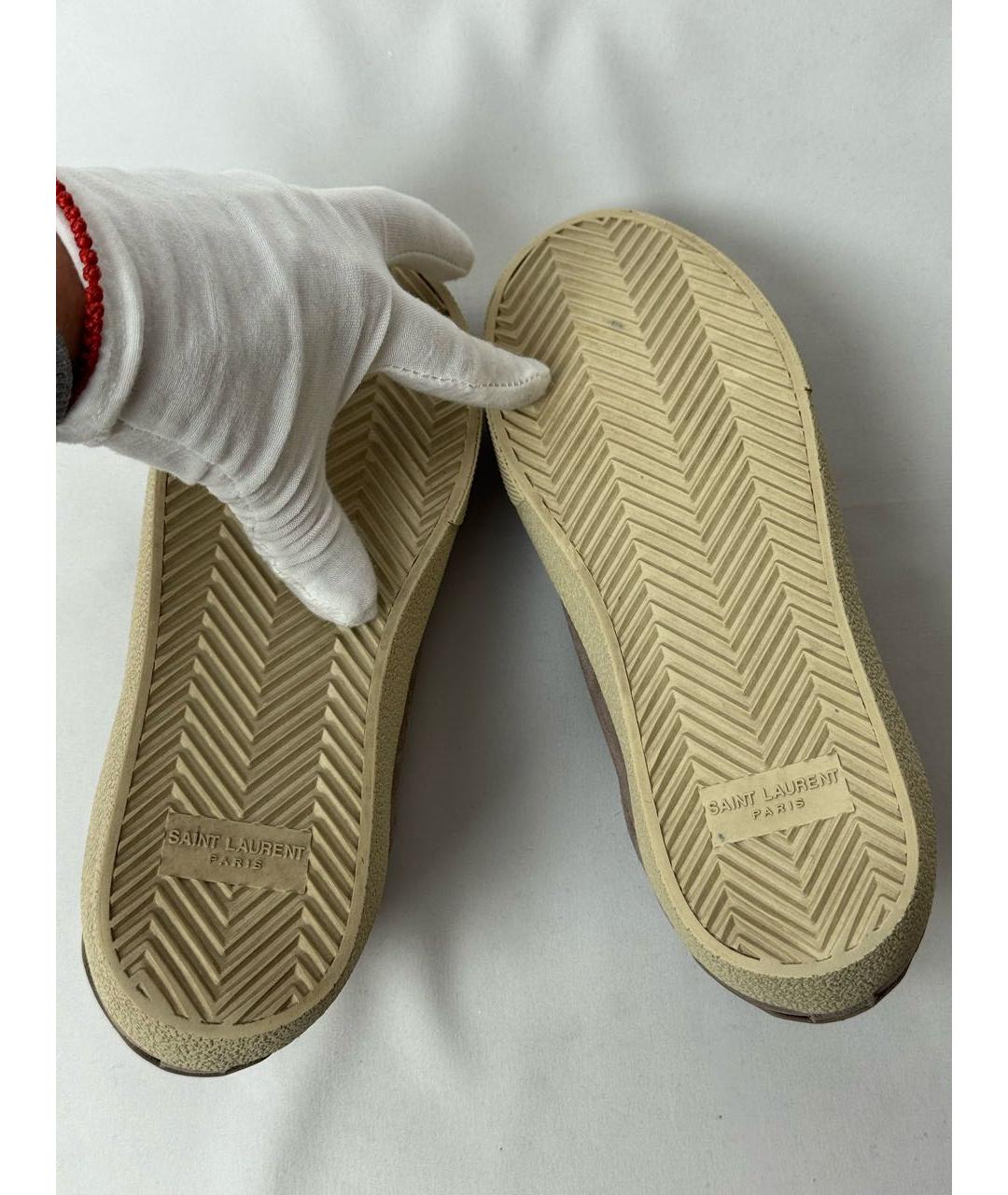 SAINT LAURENT Бежевые замшевые кеды, фото 8