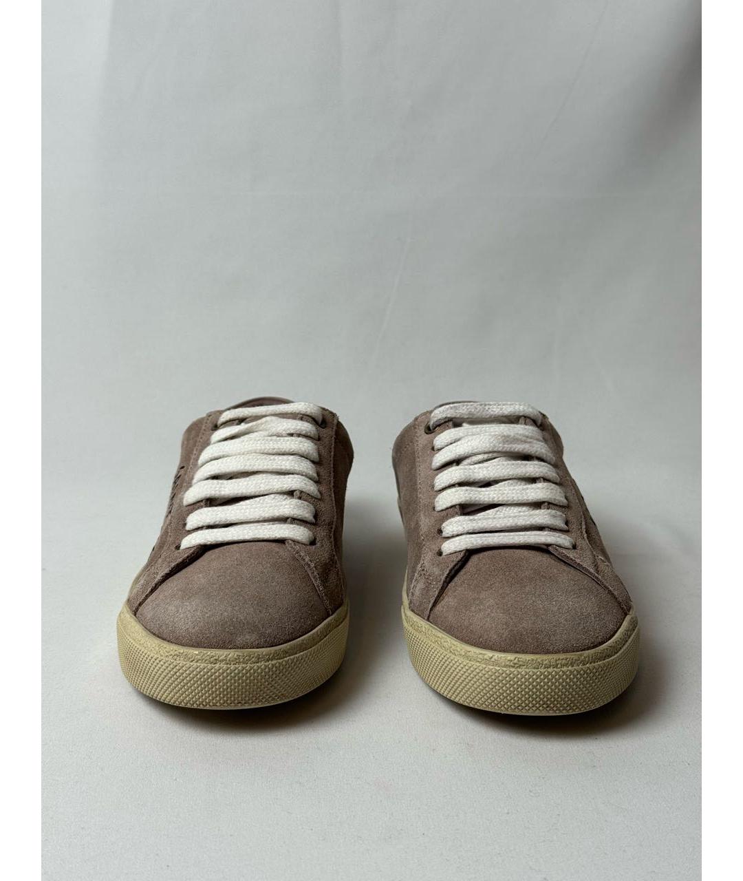 SAINT LAURENT Бежевые замшевые кеды, фото 3