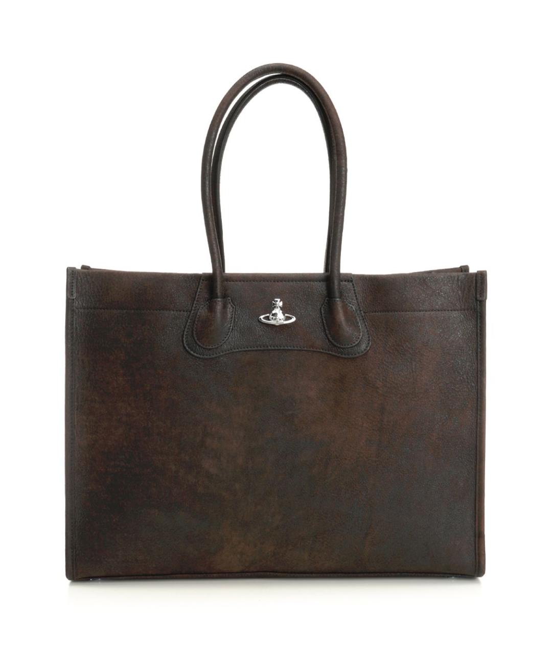 VIVIENNE WESTWOOD Коричневая кожаная сумка тоут, фото 1