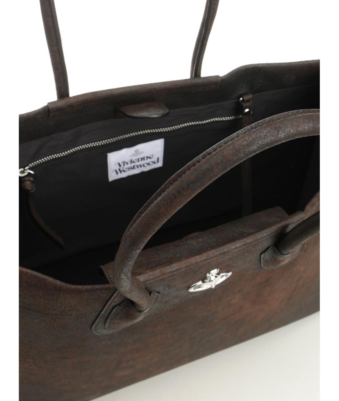 VIVIENNE WESTWOOD Коричневая кожаная сумка тоут, фото 4