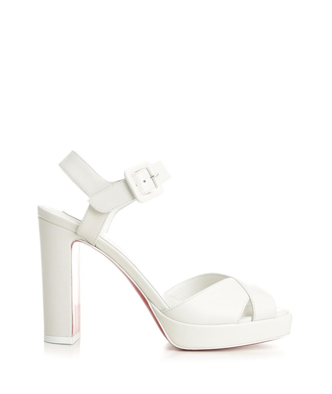 CHRISTIAN LOUBOUTIN Белые кожаные босоножки, фото 1