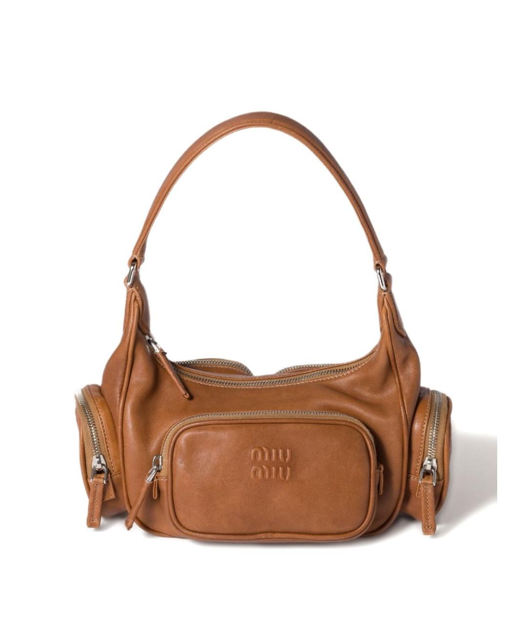 MIU MIU Коричневая кожаная сумка через плечо, фото 1