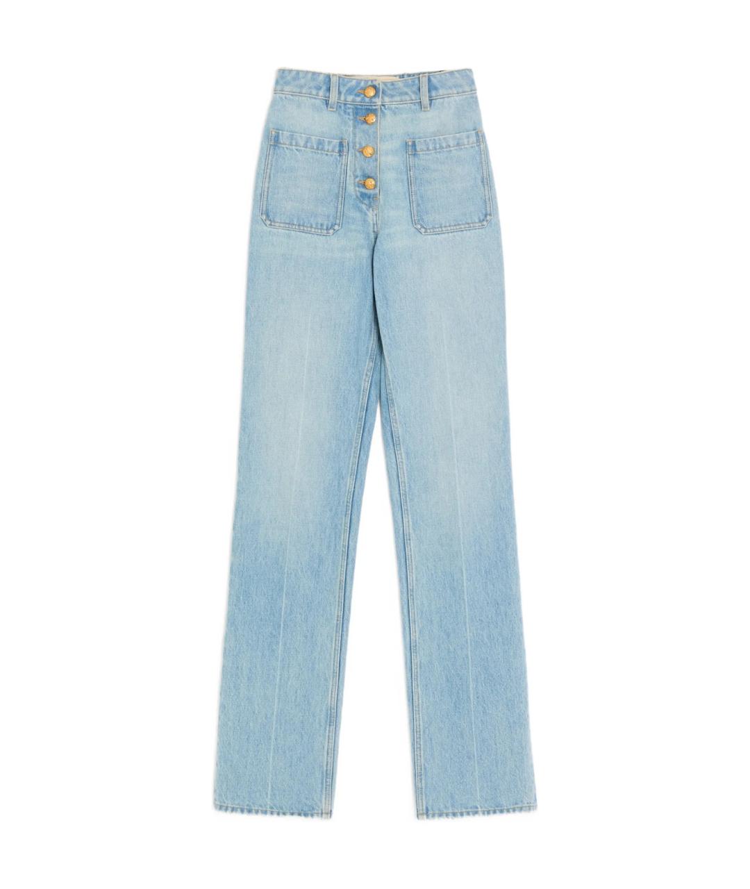 VALENTINO Голубые хлопковые прямые джинсы, фото 1