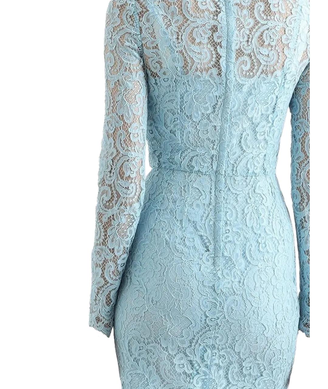 DOLCE&GABBANA Голубое хлопковое коктейльное платье, фото 3