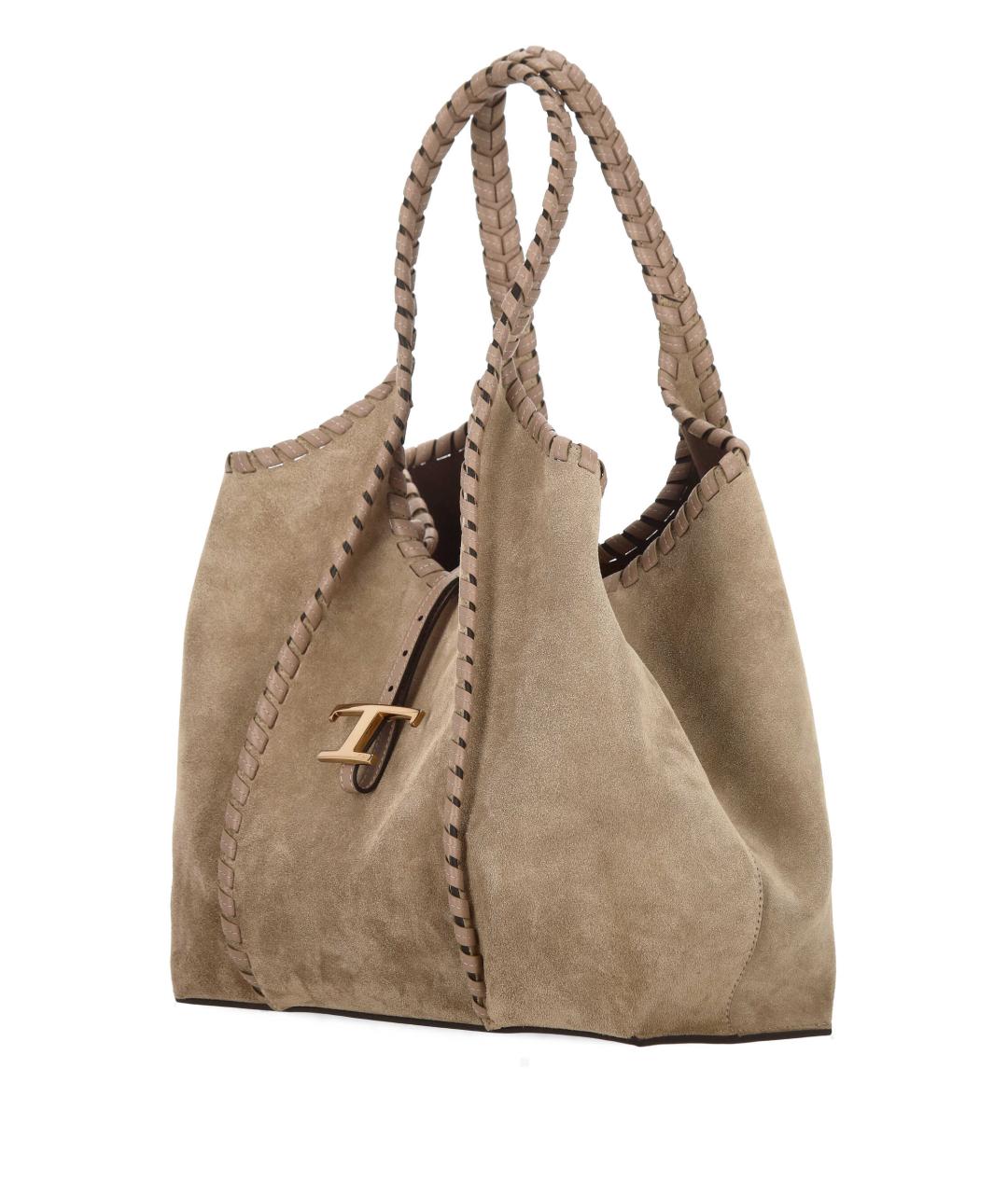 TOD'S Бежевая замшевая сумка тоут, фото 2