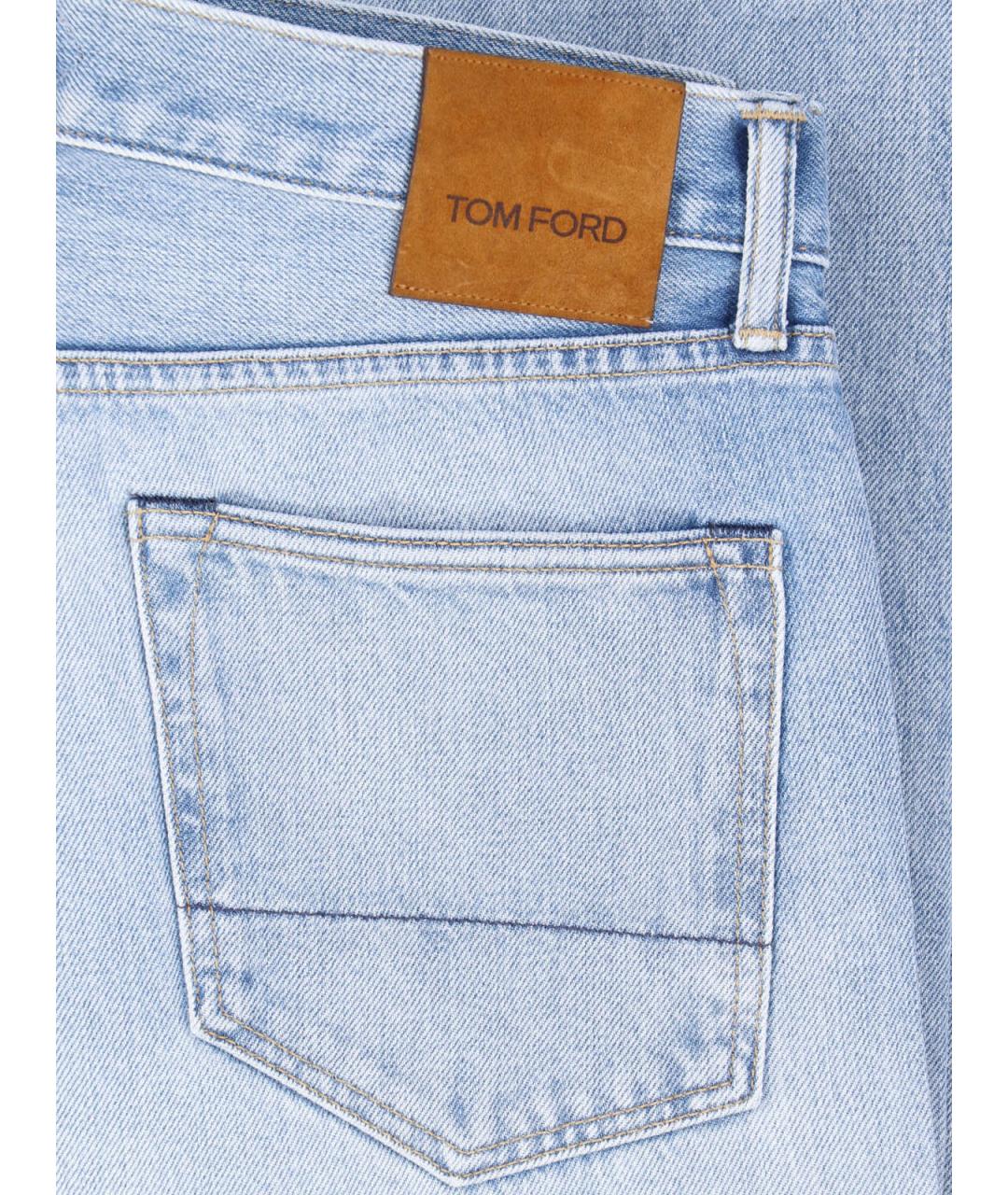 TOM FORD Голубые хлопковые прямые джинсы, фото 4
