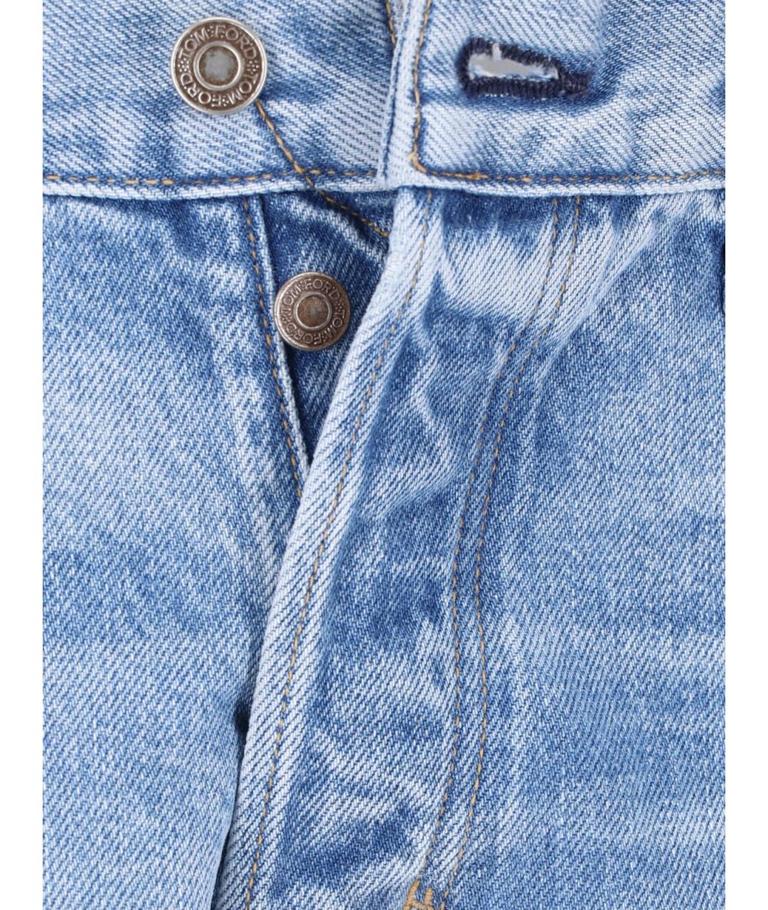 TOM FORD Голубые хлопковые прямые джинсы, фото 5