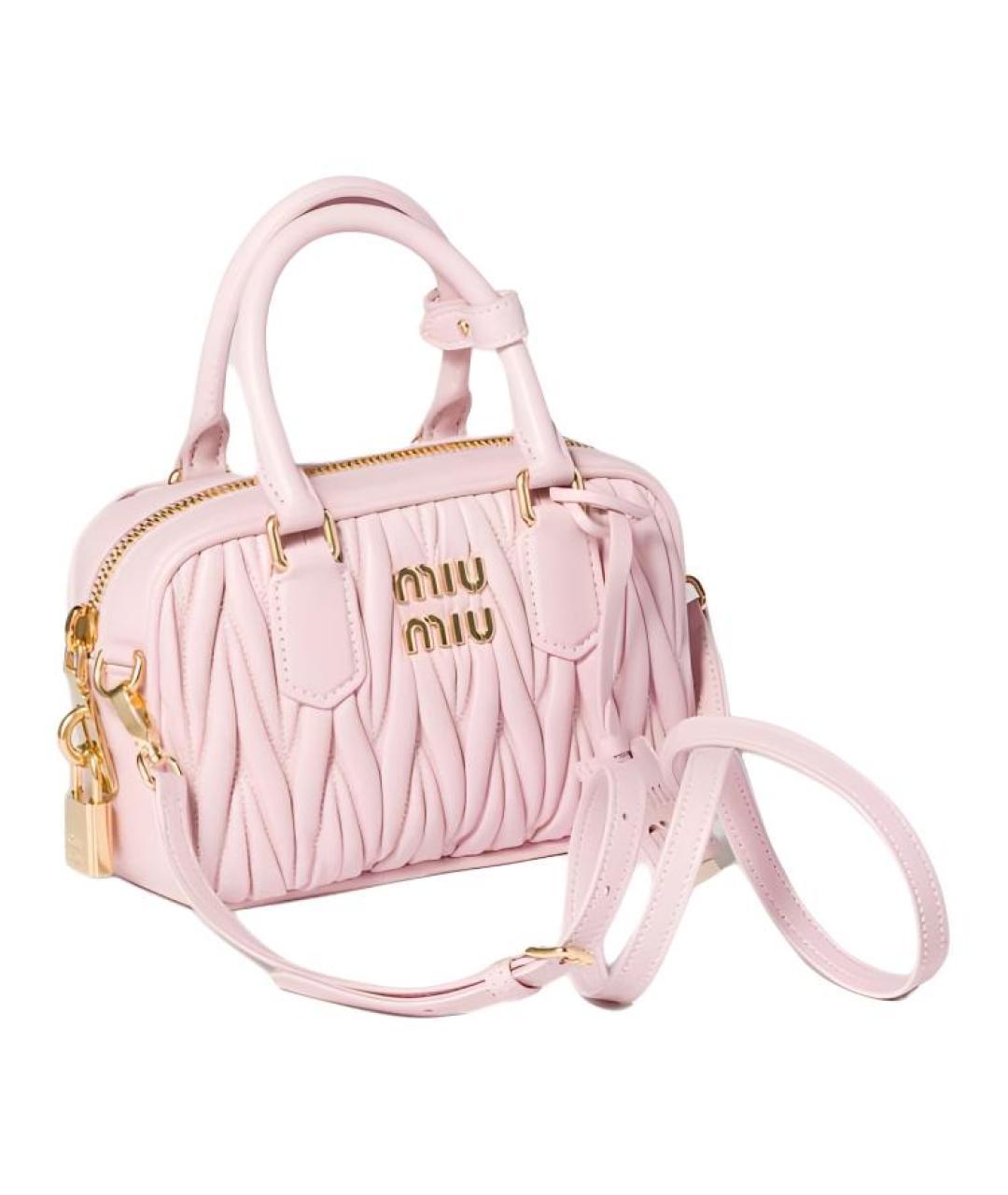 MIU MIU Розовая кожаная сумка через плечо, фото 2