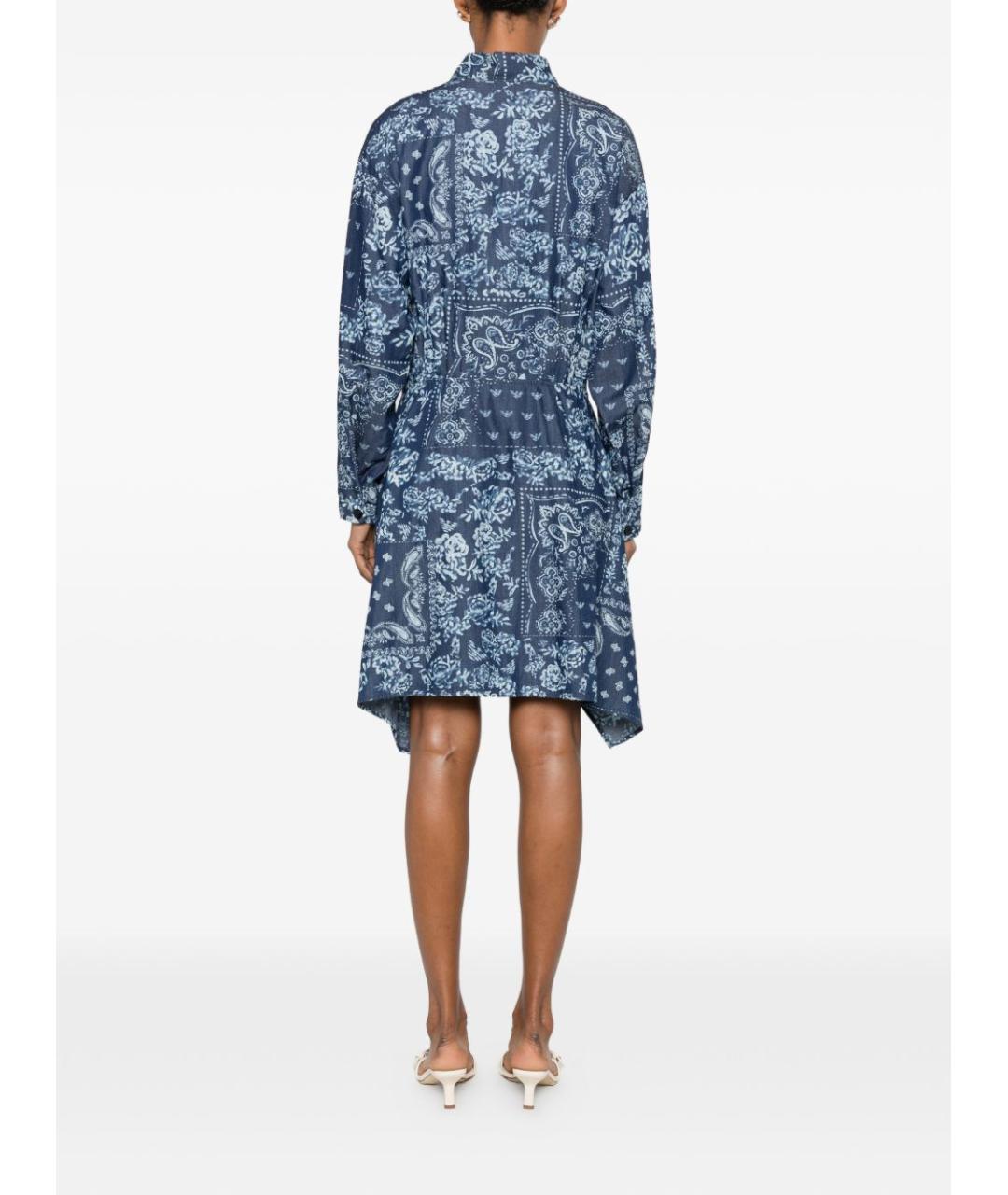 EMPORIO ARMANI Синее хлопковое повседневное платье, фото 4
