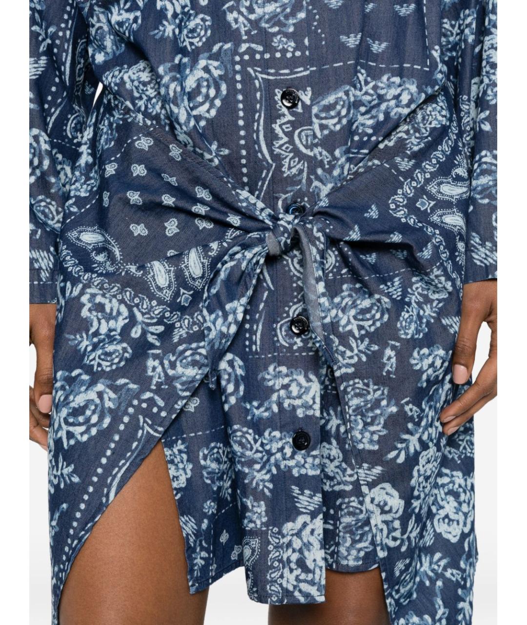 EMPORIO ARMANI Синее хлопковое повседневное платье, фото 5