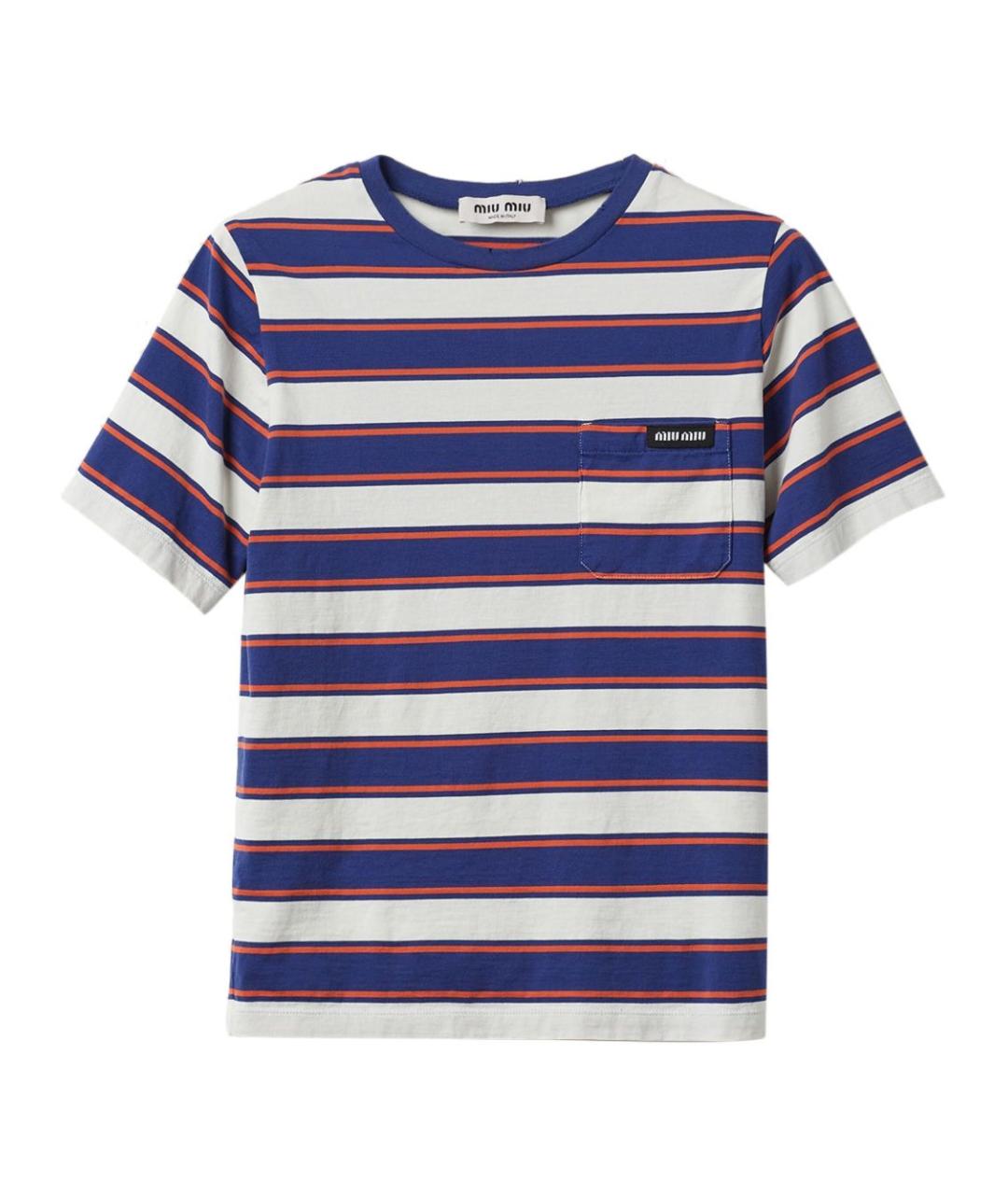 MIU MIU Синяя хлопковая футболка, фото 1